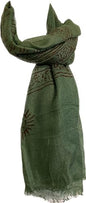 Karma Handicrafts Om Meditation Yoga Harye Ram Prayer Scarf Cotton Scarves Nepal - color: Green