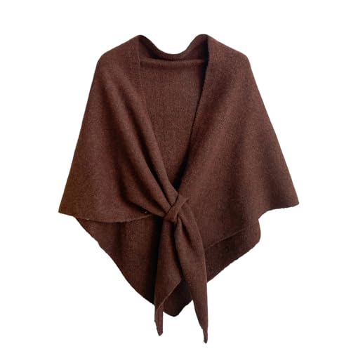 Pashmina Shawl Wraps for Women Knitted Shawls Scarf Solid Color Lightweight Poncho Wrap Tops Fall Winter Clothing - color: Brown