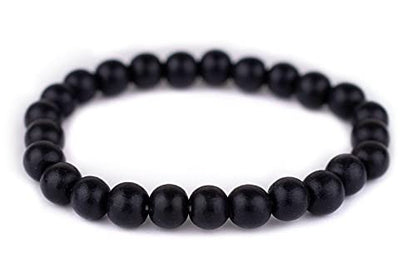 Wood Bead Bracelet - color: Black, size: Medium Beads