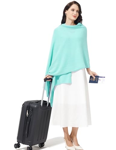Soft Cashmere Blend Wrap Chic Scarf Stole for Women Wayfarer Travel Extra Large 87"x28" - color: Celeste