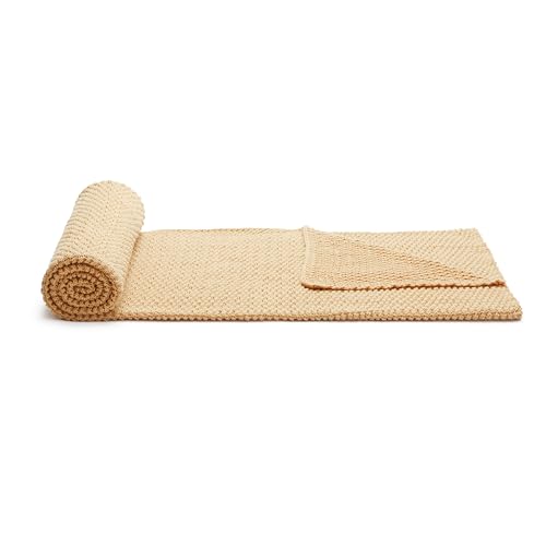 Amazon Basics Chunky Cable Knit Throw Blanket for Couch, Sofa, Bed, Lightweight Soft Cozy, 50" x 60", Sand