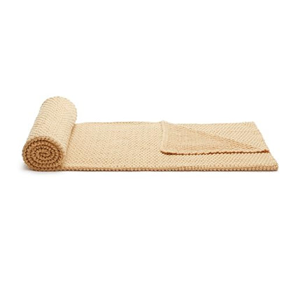 Amazon Basics Chunky Cable Knit Throw Blanket for Couch, Sofa, Bed, Lightweight Soft Cozy, 50" x 60", Sand