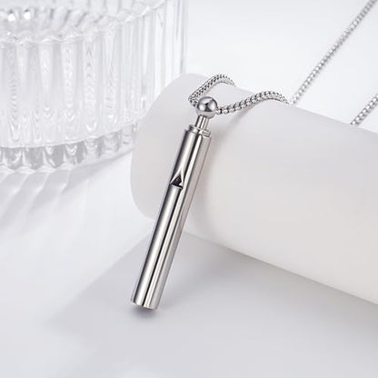 Breathing Easy Necklace, Mindfulness Breathing Stainless Steel Pendant for Stress Relief, Anxiety Management & Smoking Cessation Aid, Intricate Engraving for Men Women - color: Sliver