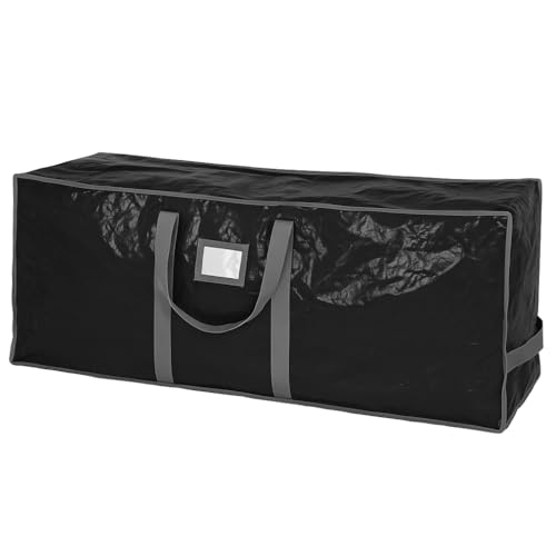 Handy Laundry Christmas Tree Storage Bag – Fits 7.5 Ft Artificial Xmas Tree, Heavy Duty Waterproof Tarp Material, Dual Zipper & Reinforced Handles, Protects from Dust, Moisture & Pests – Black - color: Black, size: 7.5 ft.