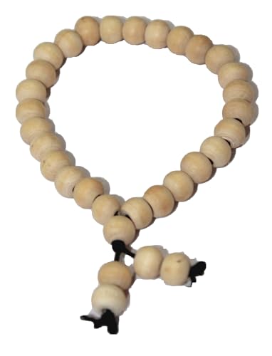 IS4A White Tulsi Beads Sumarni Bracelet Elastic Barcelet 27+1 8mm Holy Tulsi Beads Mala Rosray