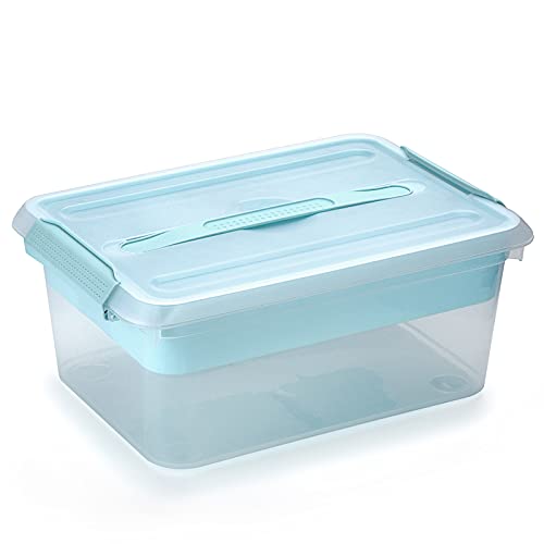 BTSKY Stack & Carry Box, Clear Plastic Storage Container Stackable Home Utility Box with Removable Tray Multi-Purpose Storage Bin for Organizing Stationery, Sewing, Art Craft Supplies(Blue) - color: Blue