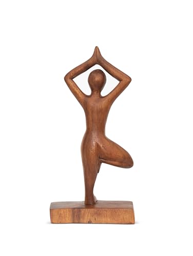 G6 Collection 8" Wooden Handmade Abstract Sculpture Art Decorative Home Decor Handcrafted Figurine Accent Decoration Artwork Hand Carved, Tree Pose - style: Tree Pose