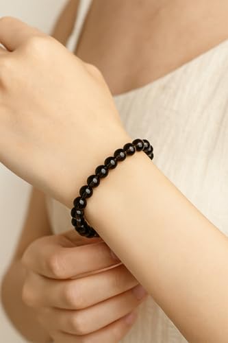 Natural Gemstone Beaded Bracelet for Women, Dainty Round Crystal Stretch Bracelets, Spiritual Healing & Calming Stone Jewelry Gift