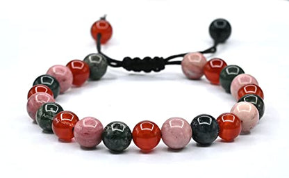 Amazing Gemstone Immunity Manifestation Bracelet - Carnelian Rhodonite Moss Agate Bracelet Set for Men Women Healing Calming Anxiety Stress Relief Gifts Pulseras Para Hombres Mujer Stocking Stuffers - color: Immunity Booster