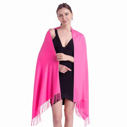 Pashmina Scarf and Shawl - Soft Women Pashminas Wrap for Wedding Evening Party dresses - color: N#. Fuchsia