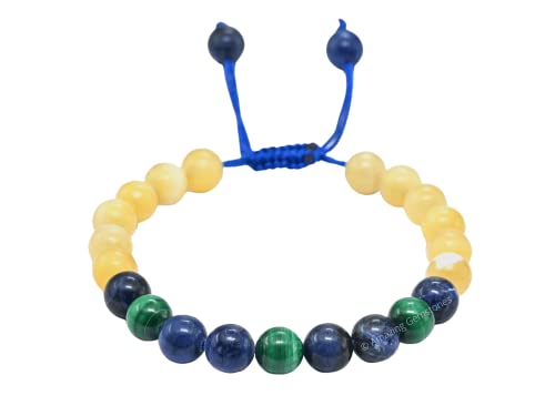 Amazing Gemstone Diabetic Support Bracelet - Yellow Calcite Sodalite Malachite Bracelet Set for Men Women Healing Calming Anxiety Stress Relief Gifts Pulseras Para Hombres Mujer Stocking Stuffers - color: Diabetic Support