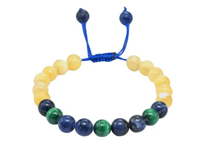 Amazing Gemstone Diabetic Support Bracelet - Yellow Calcite Sodalite Malachite Bracelet Set for Men Women Healing Calming Anxiety Stress Relief Gifts Pulseras Para Hombres Mujer Stocking Stuffers - color: Diabetic Support
