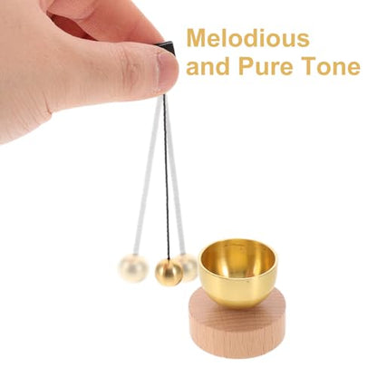 1 Set Mini Tibetan Sound Bowl & Wood Mallet Metal Nepal Singing Bowl Meditation Music Chime For Yoga Prayer Relaxing Mindfulness Bell Decor Women Travel