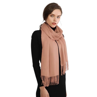 RIIQIICHY Women's Scarf Pashmina Shawls and Wraps for Evening Dress Bridesmaid Wedding Bridal Winter Warm Long Large Scarves - color: Dull Peach