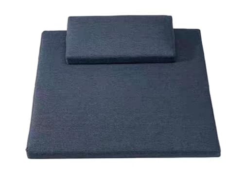 Meditation Mats, Futons, Household Folding, Thickened Fabrics, Natural Hemp Core，Yoga Mat Floor Pillows(Size:60x60cm(24x24inch),Color:Navy Blue) - color: Navy Blue, size: 60x60cm(24x24inch)