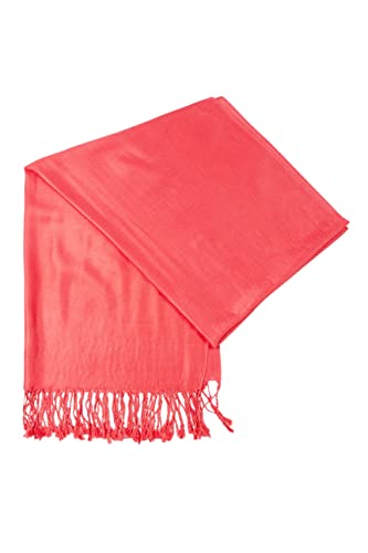 Sakkas 78" X 28" Rayon from Bamboo Soft Solid Pashmina Feel Shawl/Wrap/Stole - color: Coral