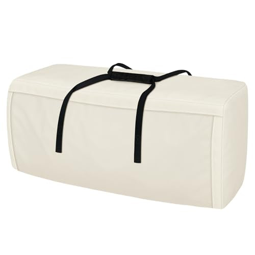 Porch Shield Outdoor Cushion Storage Bag 48 inch Waterproof Outside Storage Bags for Patio Furniture with Zippers and Handles - color: Beige, size: 48"L x 15"W x 22"H