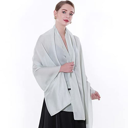 Womens Scarf Pashmina Shawls and Wraps for Evening Dresses Like Chiffon Silk Scarf for Bridal Weddings - color: Green-2