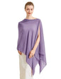 Chiffon Cape Shawl Wrap Scarf 3 Ways to Wear Elegant Sheer Capelet for Evening Dresses Weddings Parties - color: Dark Purple