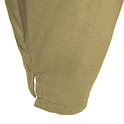 perdontoo Men's Linen Cotton Loose Fit Casual Lightweight Elastic Waist Summer Beach Pants