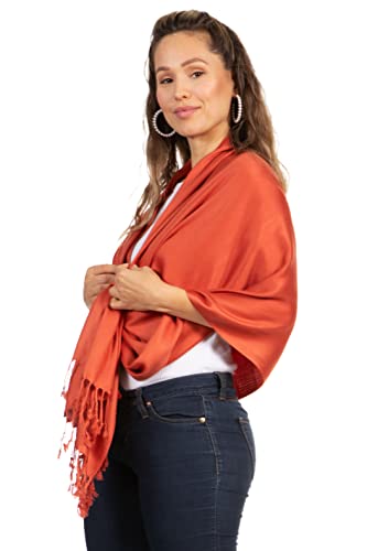 Sakkas 78" X 28" Rayon from Bamboo Soft Solid Pashmina Feel Shawl/Wrap/Stole - color: Rust