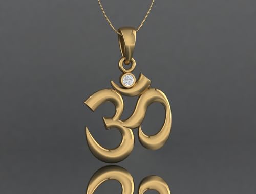 Sterling Silver 925 Om pendant Yoga Meditation Spiritual Necklace Charm Jewelry - color: Gold Plated