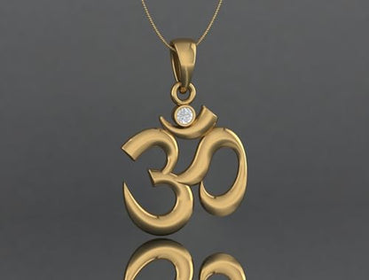 Sterling Silver 925 Om pendant Yoga Meditation Spiritual Necklace Charm Jewelry - color: Gold Plated