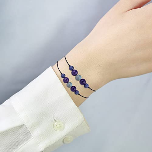 Ronglry Crystal Bracelet for Women Men - Spiritual Healing Stones Amethyst Gem Bracelet for Anxiety Relief - Natural Beads Jewelry - style: ANXIETY&STRESS