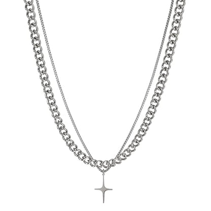Y2k Irregular Necklace Star Pendant Moonlight Stone Fashion Collar Chain Design Spicy Silver Jewelry for Women - color: Style22