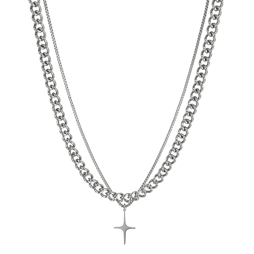 Y2k Irregular Necklace Star Pendant Moonlight Stone Fashion Collar Chain Design Spicy Silver Jewelry for Women - color: Style22
