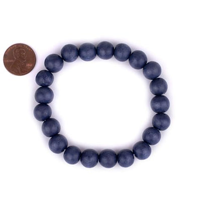 Wood Bead Bracelet - color: Cobalt Blue, size: Large Beads