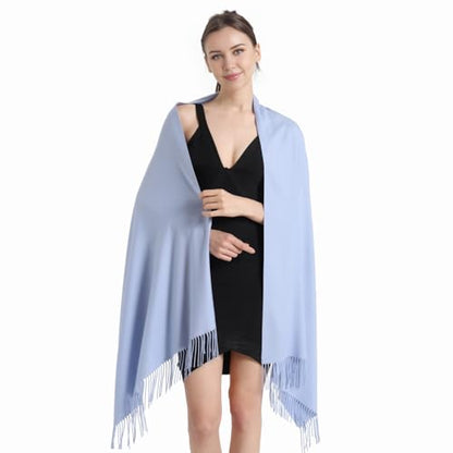 Pashmina Scarf and Shawl - Soft Women Pashminas Wrap for Wedding Evening Party dresses - color: M#. Light Blue