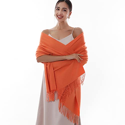 RIIQIICHY Winter Scarfs for Women Pashmina Shawls Wraps for Evening Dresses Large Warm Soft Scarves - color: Orange