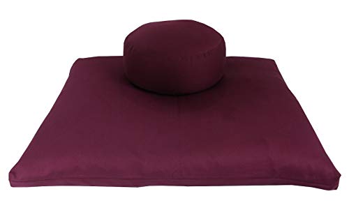 Round Zafu and Zabuton Meditation Cushion Set (2pc) - color: Burgundy