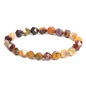Justinstones 8mm Natural Gemstone Round Beads Triangle Faceted Charm Stretch Bracelet 6.5" - color: Multicolor Mookaite Jasper
