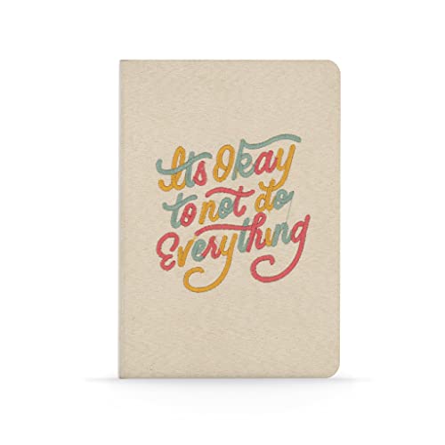 DENIK - It's Okay to Not - 8.25" x 5.75" Aesthetic Vegan Leather Embroidered Journal - 144 Lined Pages - Durable Binding and Design - Water-Resistent Soft Touch Cover - color: It's Okay to Not