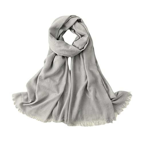 Jeelow Solid Color Scarf Wrap Shawl for Women Men – Soft Lightweight Head Scarf, All Season, Travel Beach Office Daily Wear - color: Grey