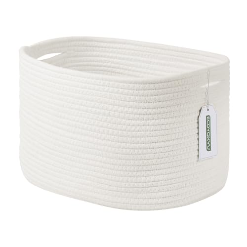 ECDYQXVU Cotton Rope Storage Basket, 15x10x9 Inches, Woven Basket for Shelves, Clothes, Towels, Books, and Laundry, White (1 Pack) - color: White, size: 1 Pack