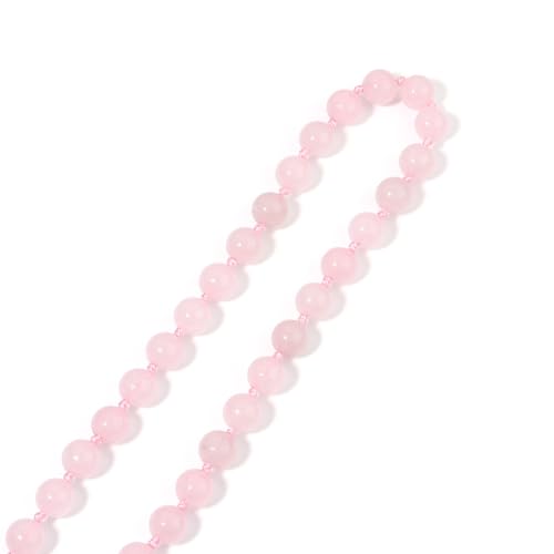 8MM Beads Chakra Long Mala Necklace Natural Stone Meditation Statement Necklace Japa Yoga Buddhist Rosary Prayer Charm Beaded Tassel Necklace - color: Rose Quartz
