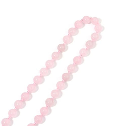 8MM Beads Chakra Long Mala Necklace Natural Stone Meditation Statement Necklace Japa Yoga Buddhist Rosary Prayer Charm Beaded Tassel Necklace - color: Rose Quartz