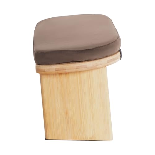 Foldable Meditation Bench with Cushion,Bamboo Meditation Stool,Portable Kneeling Stool,Prayer Bench,Brown,Wood Color - color: Brown,wood Color
