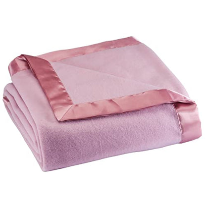 OakRidge Satin Fleece Blanket, Full/Queen, Twin or King Size – 100% Polyester Lightweight Fabric, Rose - color: Rose, size: Full Queen