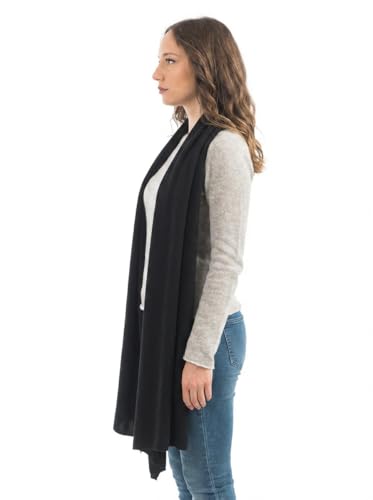 Dalle Piane Cashmere Womens Wool Cashmere Blend Stole Soft Italian Shawl Wrap for Wedding Evening Gift Made in Italy - color: Black
