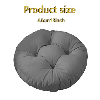 Futon Seat Cushion, Overstuffed Round Tatami Indoor Outdoor Seat Pads Chair Pad, Solid Color Footstool Cushion, not Include Chairs(18inch) (Dark Gray) - color: Dark Gray