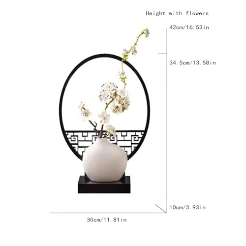 Statues Ornaments Decoration with white flowers of waxberry,Coffee Room Arrangement,Small Figurine Collectibles Meditation Decor, White Ceramic, Living Room, Yoga Zen, Home Decoration. Sculpture Figur