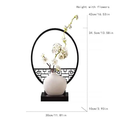 Statues Ornaments Decoration with white flowers of waxberry,Coffee Room Arrangement,Small Figurine Collectibles Meditation Decor, White Ceramic, Living Room, Yoga Zen, Home Decoration. Sculpture Figur