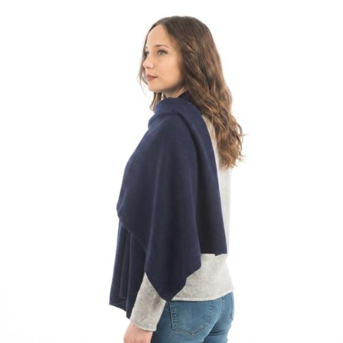 Dalle Piane Cashmere Womens Wool Cashmere Blend Stole Soft Italian Shawl Wrap for Wedding Evening Gift Made in Italy - color: Blue