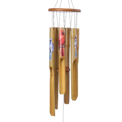 Afirst Bamboo Wind Chimes, 38" Cardinals Wooden Windchimes for Outdoor Valentine's Day Gift Handcrafted Memorial Sympathy Gift for Garden, Patio, Home or Outdoor Decor - size: 38" Cardinals