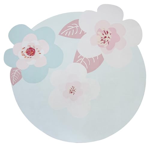 ABREEZE Irregular Large Flower Meditation Mat Non Slip Round Pilates Yoga Mat Natural Rubber with Sueded Surface Exercise Mat - color: Blue, size: 47x47inch