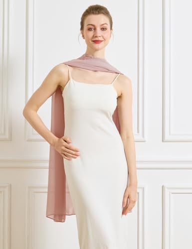 Chiffon Cape Shawl Wrap Scarf 3 Ways to Wear Elegant Sheer Capelet for Evening Dresses Weddings Parties - color: Ballet Pink